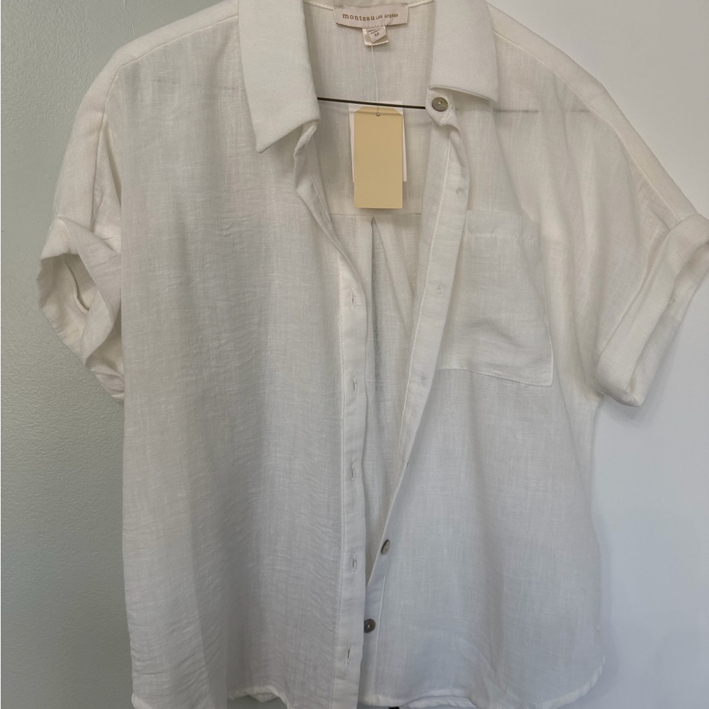 Monteau Crisp White Linen Shirt